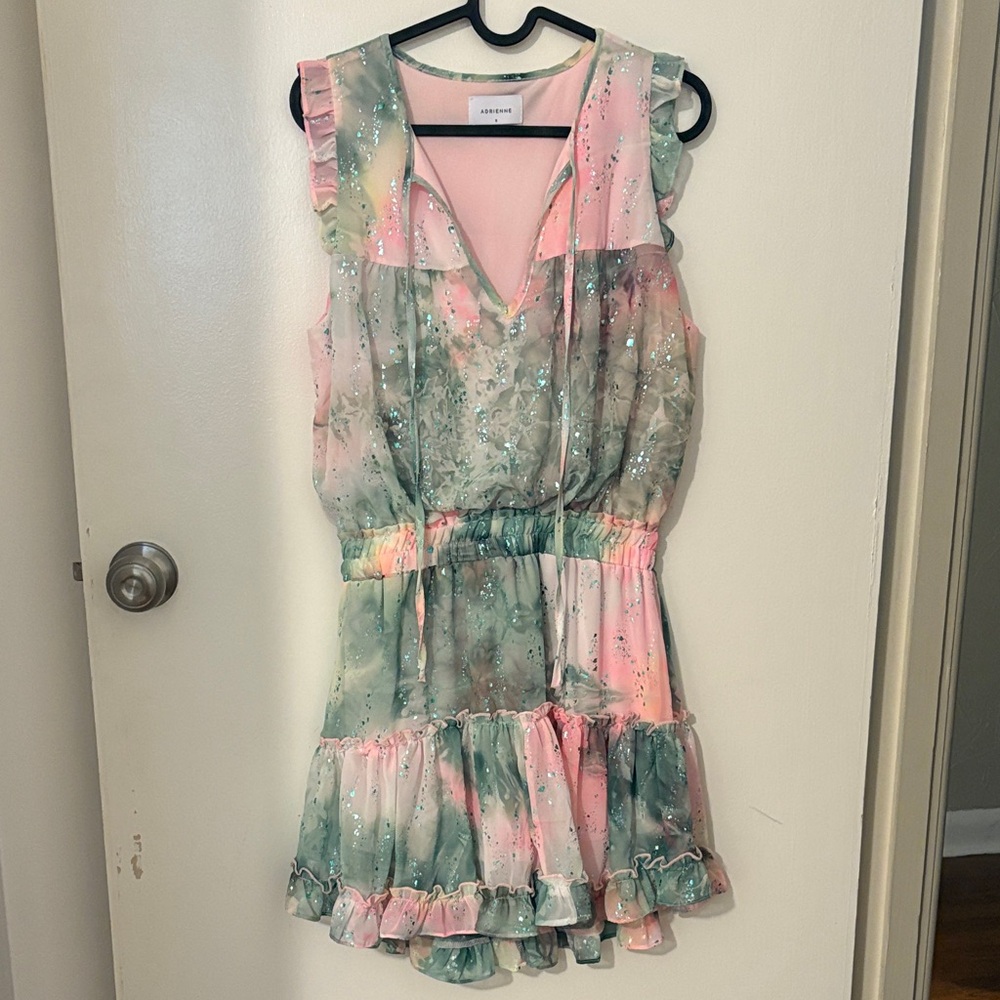Adrienne Pink and Green Mini Dress